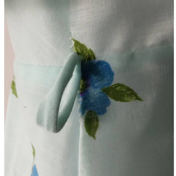 Vintage Its A Charm Long Robe Size Large Pastel Blue Floral Print - Picture 5 of 13
